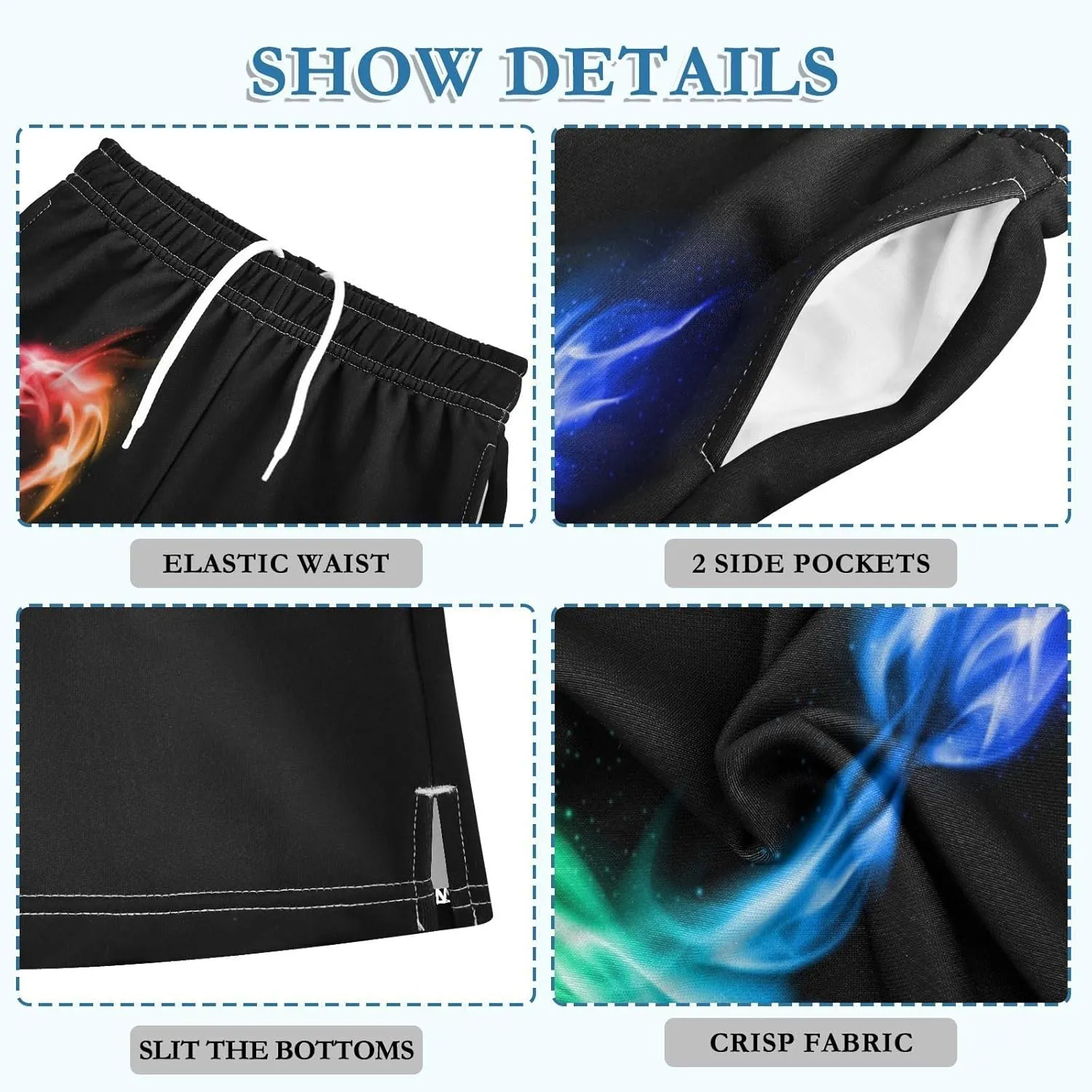 Boys Athletic Shorts Size 7-15 Boys' Casual Shorts with Pockets Elastic Waist Summer Kids Bottom for Sports Homewear