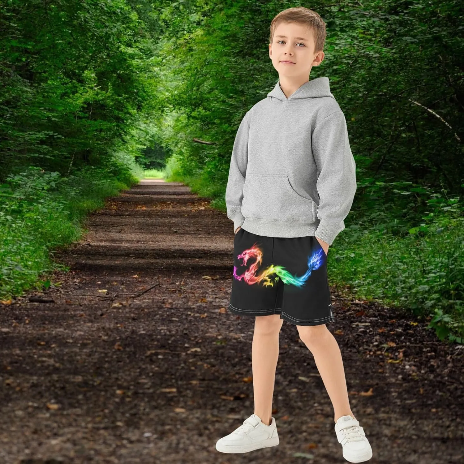 Boys Athletic Shorts Size 7-15 Boys' Casual Shorts with Pockets Elastic Waist Summer Kids Bottom for Sports Homewear