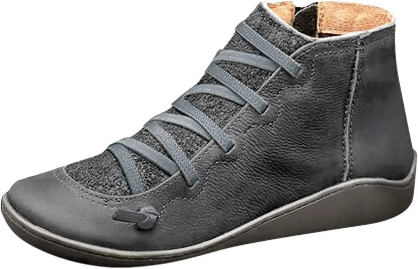 Cathalem Booties for Women Cut out Office Dress Casual Booties Casual Slip On Loafers Pointed Toe Chunky Block Low Heel Shoes