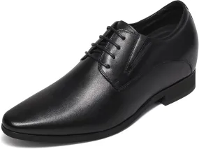 CHAMARIPA Elevator Shoes for Men- Black Leather Height Increase Dress Formal Shoes That Make You Taller 3.15 Inches.