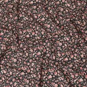 Chic Black Floral Cotton Lawn Fabric with Pink and Coral Blossoms, 110 cm Wide, Japanese Design-D19550
