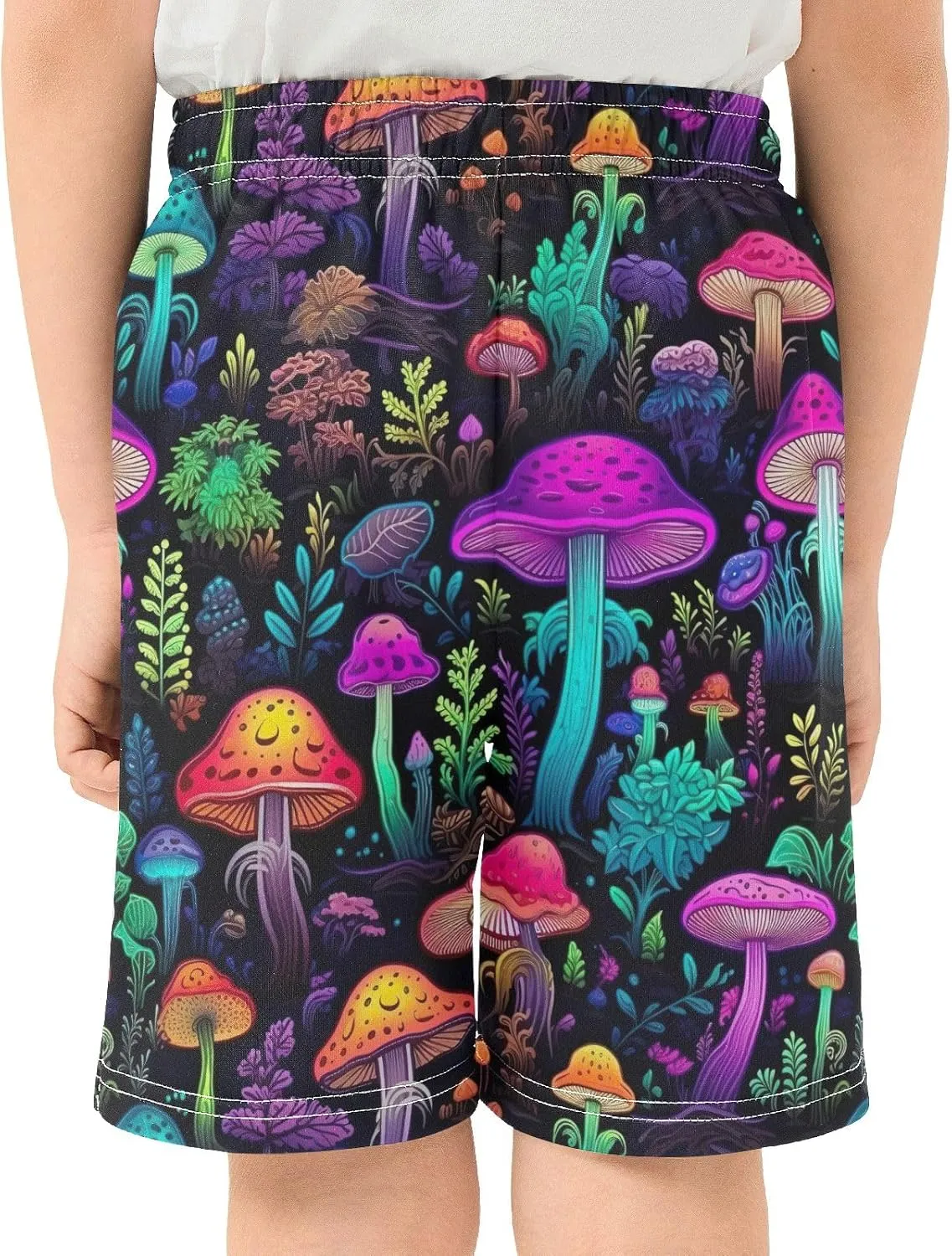 CHIFIGNO Colorful Mushrooms Boys Summer Casual Shorts Sweat Shorts Elastic Waist with Pockets Streetwear 7-15Y