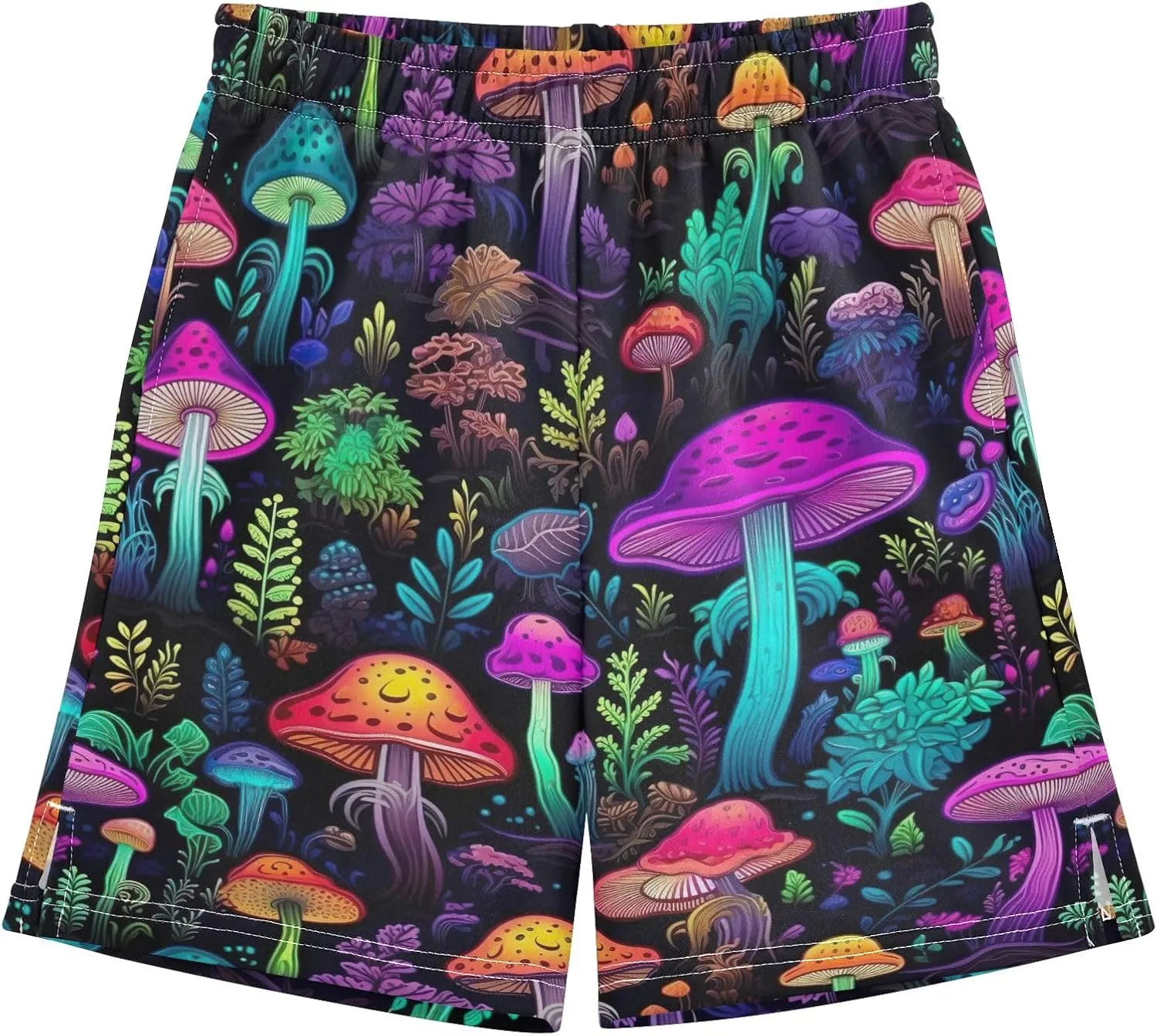 CHIFIGNO Colorful Mushrooms Boys Summer Casual Shorts Sweat Shorts Elastic Waist with Pockets Streetwear 7-15Y