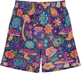 Colorful Paisley Floral Youth Boy Casual Shorts with Pockets Elastic Waist Workout Shorts Sports 7-15Y