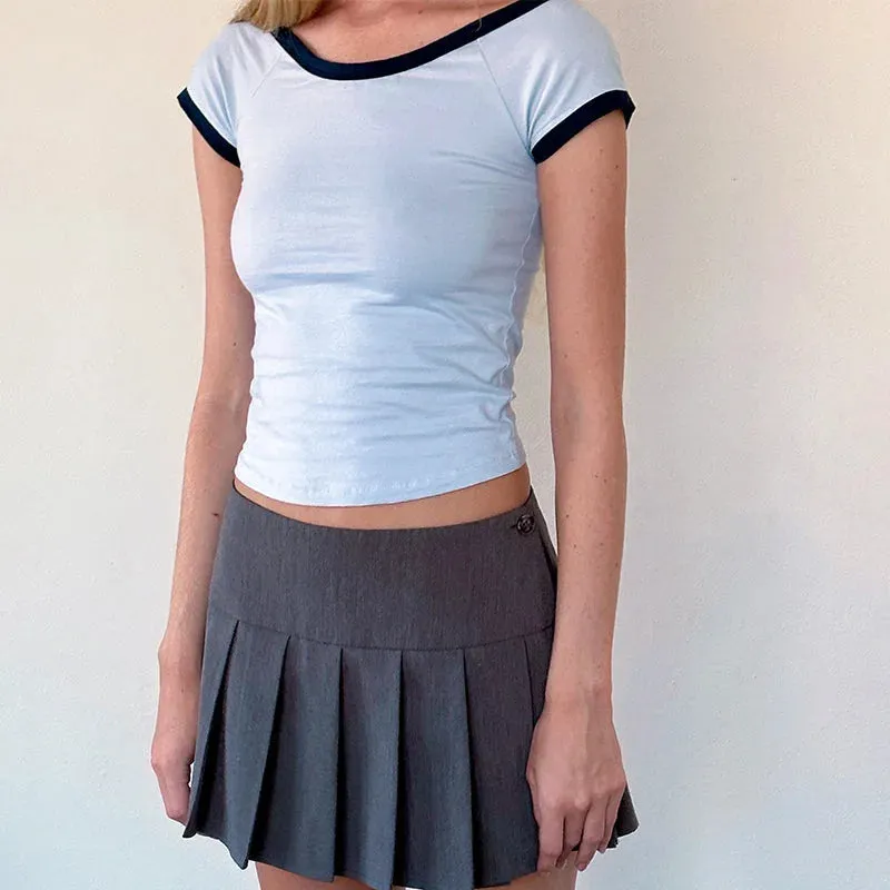 Contrast Seam Stylish Short Sleeve Top