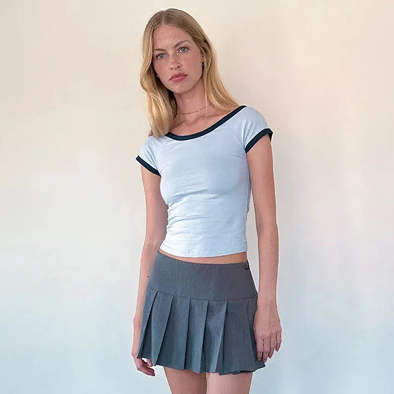 Contrast Seam Stylish Short Sleeve Top