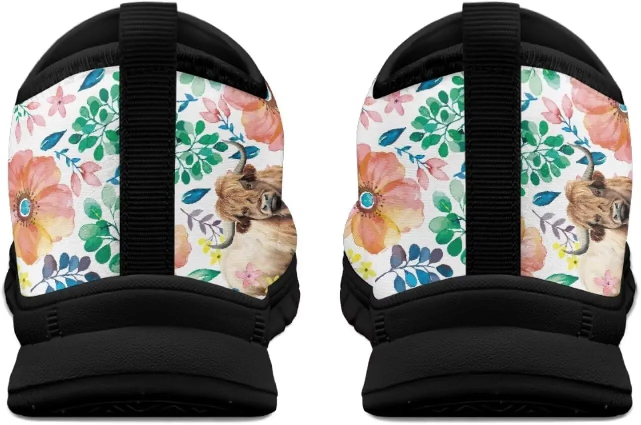 Cow Print Athletic Sneakers Low Cut Work Shoes for Women Casual Flats Heels Loafers Lightweight Tennis Mesh Shoe Loafer