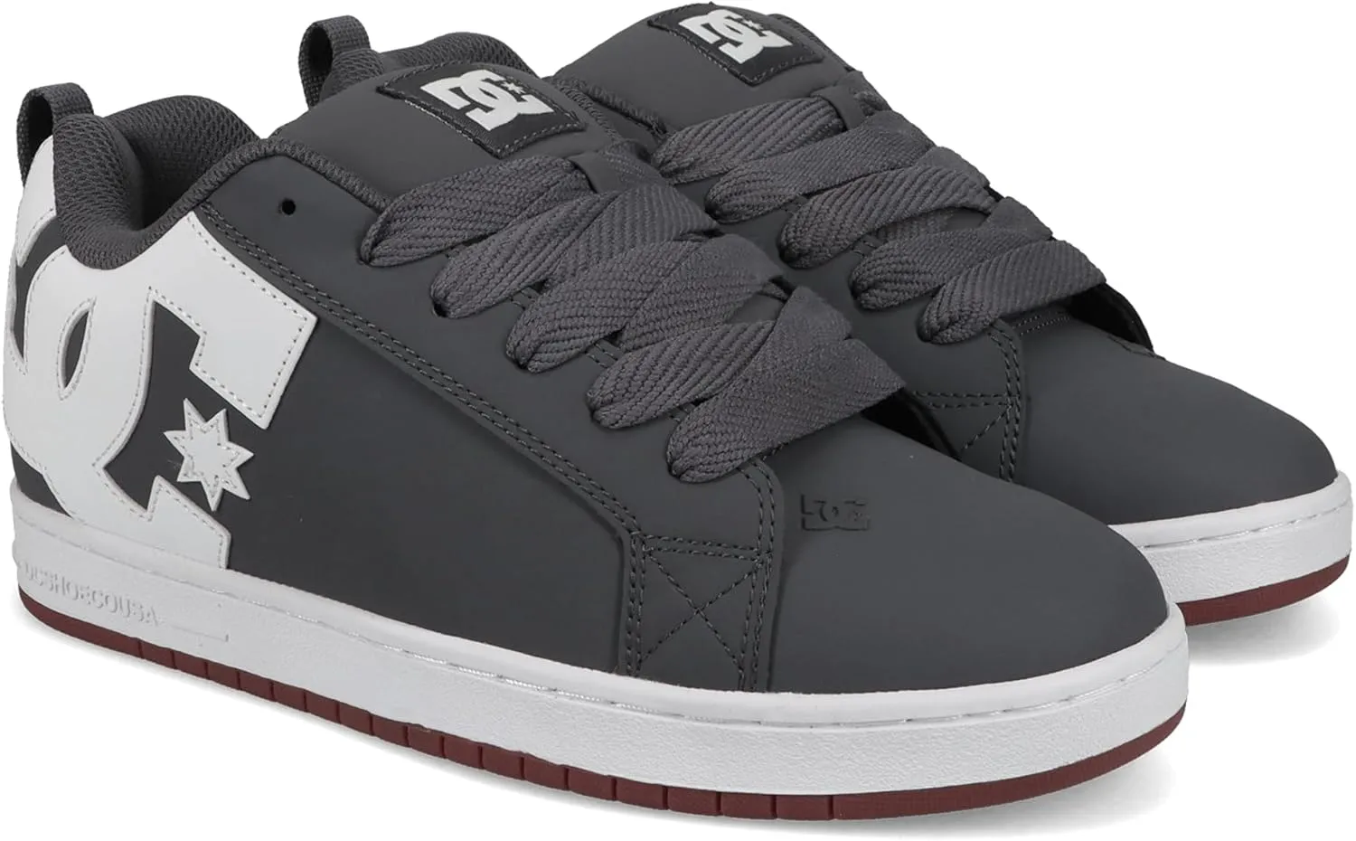 DC Men's Court Graffik Skate Shoe, Grey/White