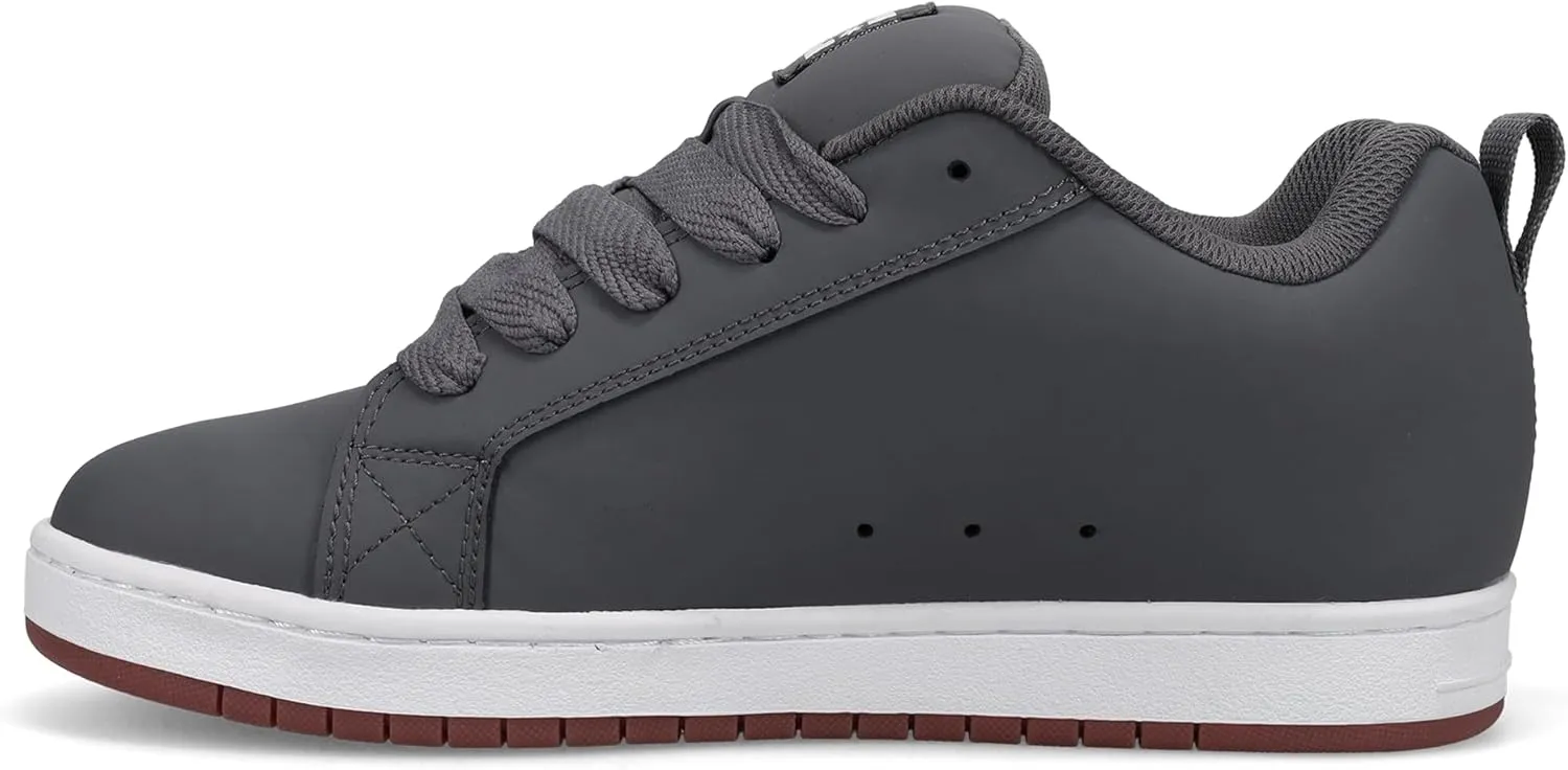 DC Men's Court Graffik Skate Shoe, Grey/White