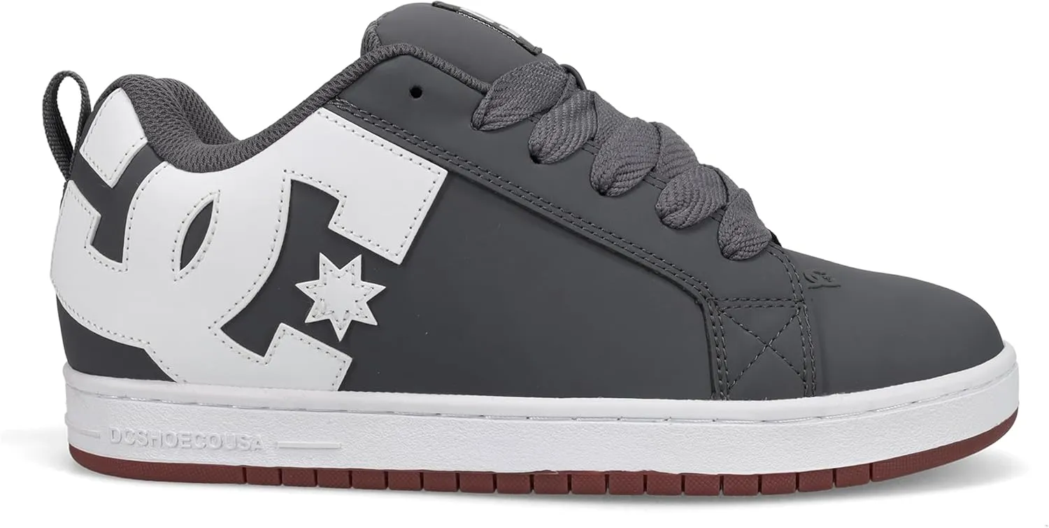 DC Men's Court Graffik Skate Shoe, Grey/White