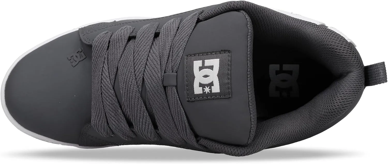 DC Men's Court Graffik Skate Shoe, Grey/White