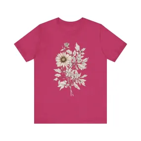 Flower Vintage Bloom Sketch T Shirt