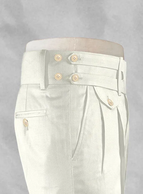 Ivory Double Gurkha Wool Trousers
