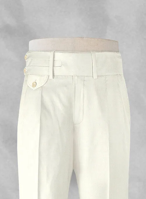 Ivory Double Gurkha Wool Trousers
