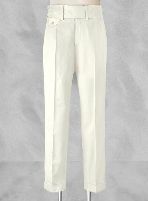 Ivory Double Gurkha Wool Trousers