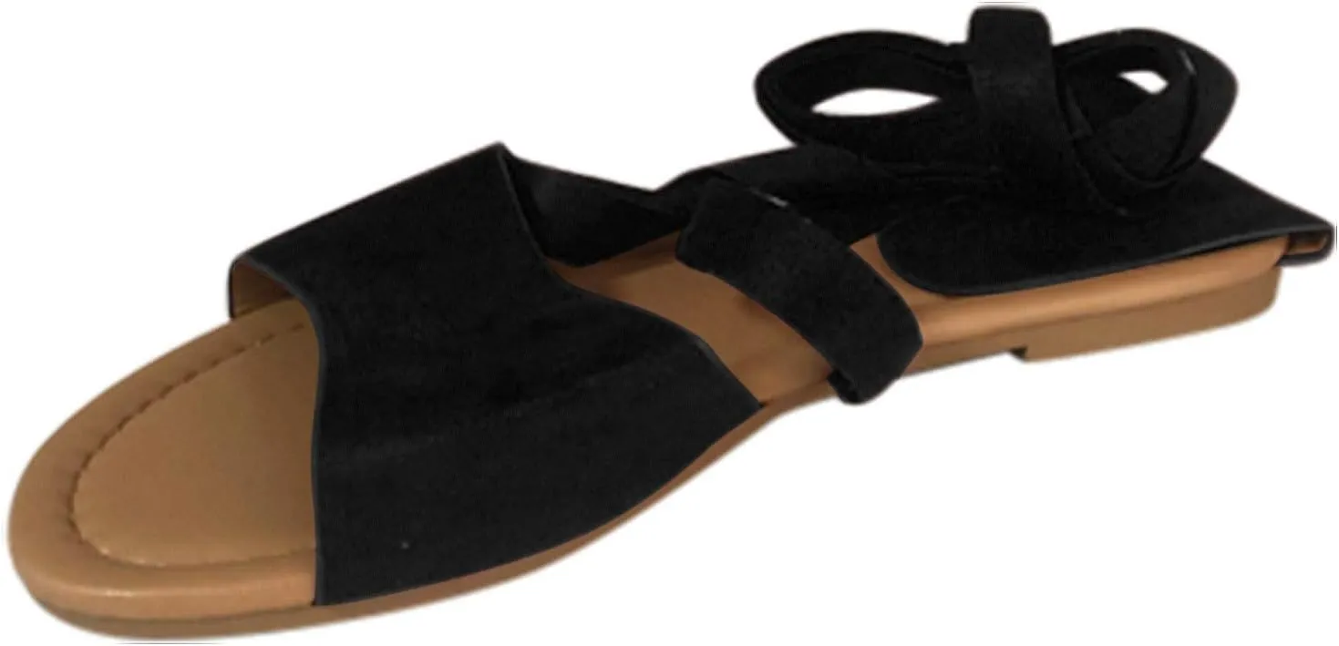 Masbird Sandals for Women Casual Summer Women's Sandals Solid Platform Buckle Strap Dressy Sandals Open-Toe Beach Sandals