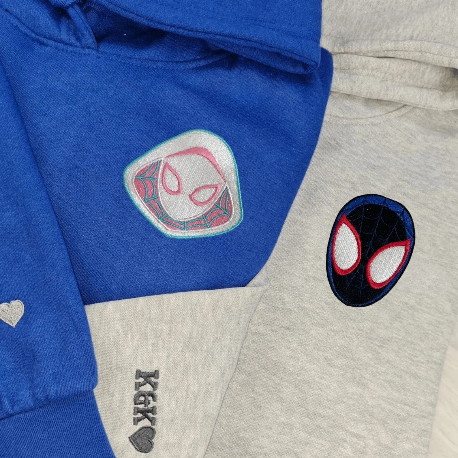 Matching Couple Hoodies -  Cartoon Spider Superhero Custom Embroidered Sweatshirts For Couples