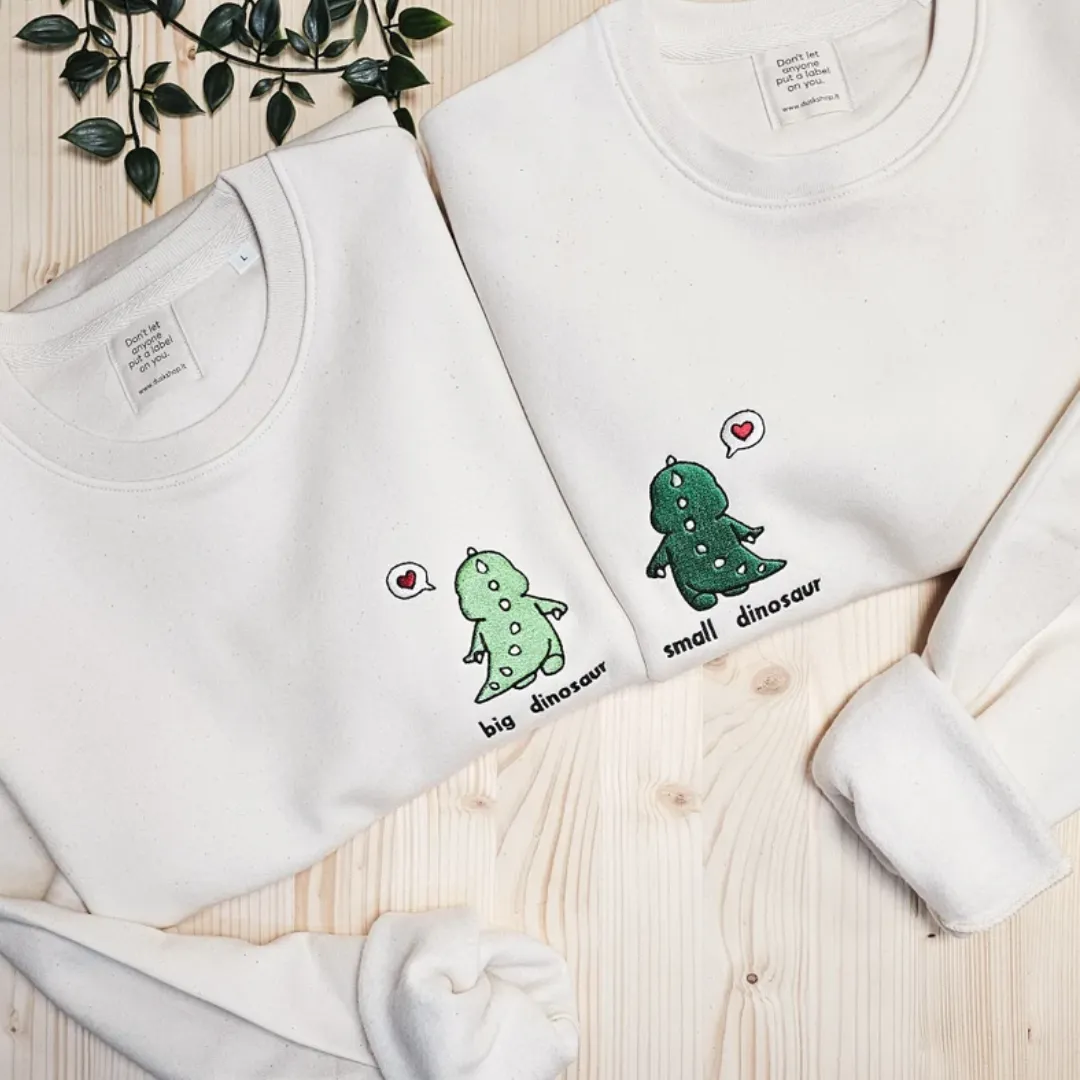 Matching Couple Hoodies - Dino Back Custom Embroidered Couples Matching Hoodies