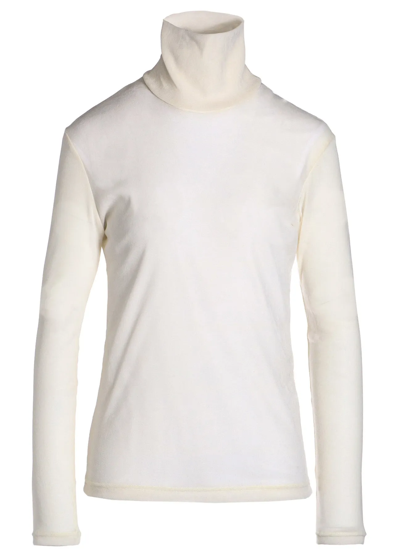 NYLON TULLE FLOCKING LONG SLEEVE HIGH NECK T