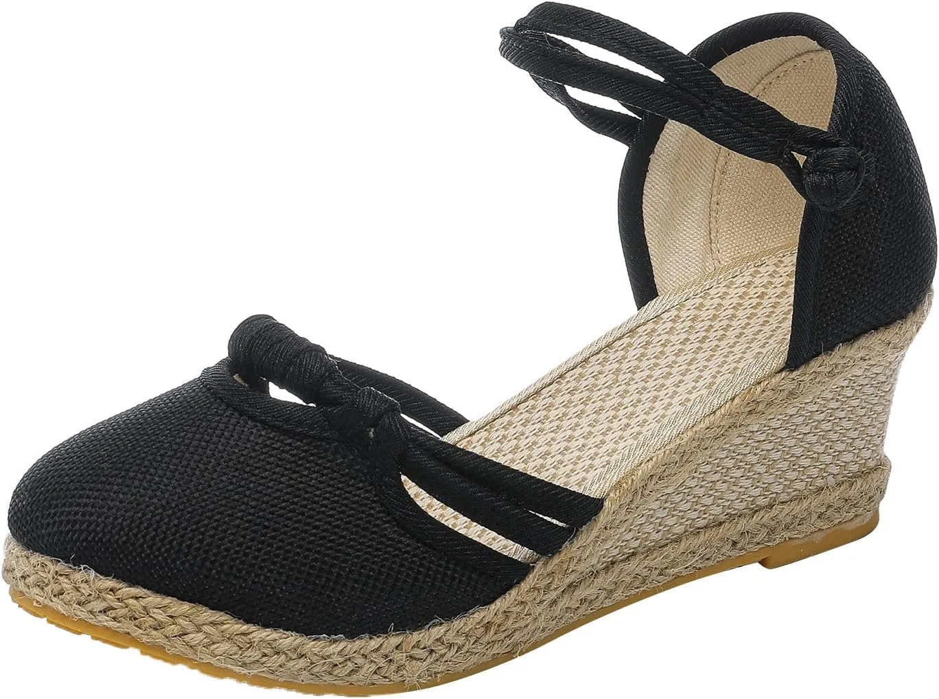 Ohxixhia Platform Sandals for Women Dressy, Espadrilles Button Ankle Strap Closed Toe Wedges Platform Sandal, Beach Sandals