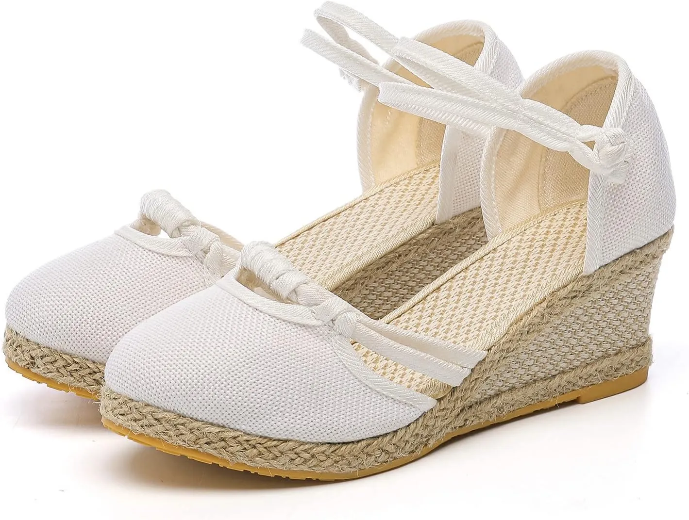 Ohxixhia Platform Sandals for Women Dressy, Espadrilles Button Ankle Strap Closed Toe Wedges Platform Sandal, Beach Sandals