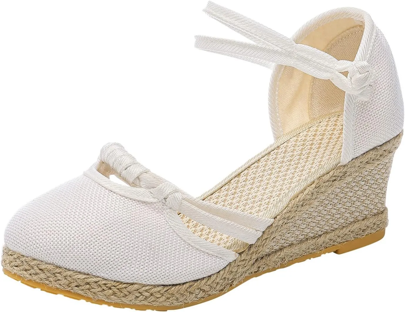 Ohxixhia Platform Sandals for Women Dressy, Espadrilles Button Ankle Strap Closed Toe Wedges Platform Sandal, Beach Sandals
