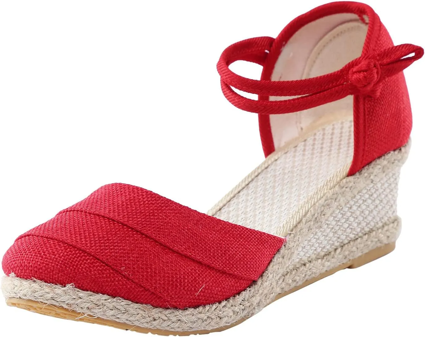 Ohxixhia Platform Sandals for Women Dressy, Espadrilles Button Ankle Strap Closed Toe Wedges Platform Sandal, Beach Sandals