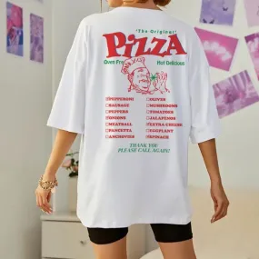 Pizza Back Stylish Print Graphic Tee