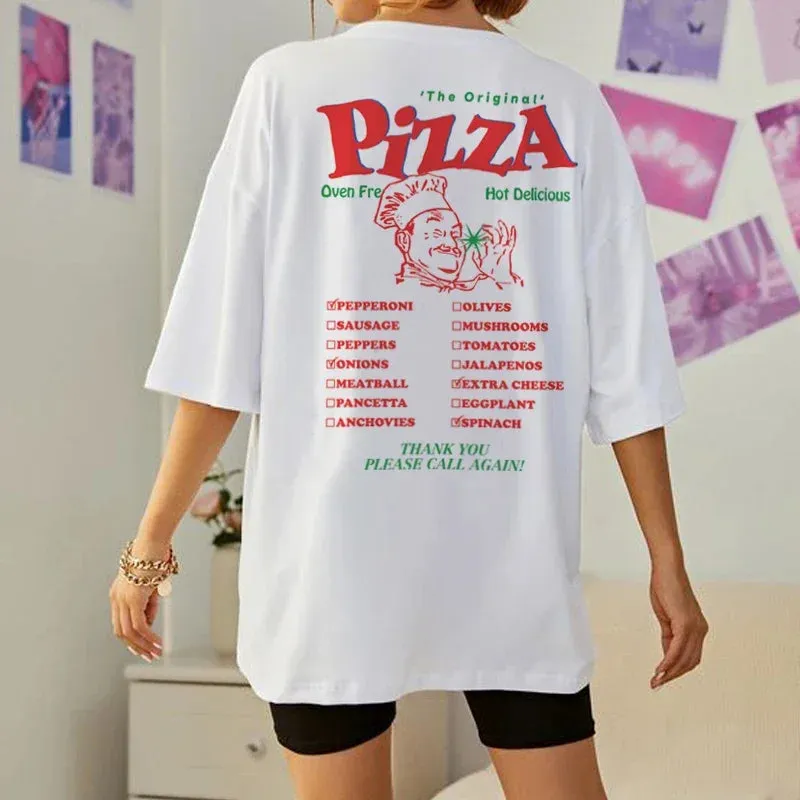 Pizza Back Stylish Print Graphic Tee