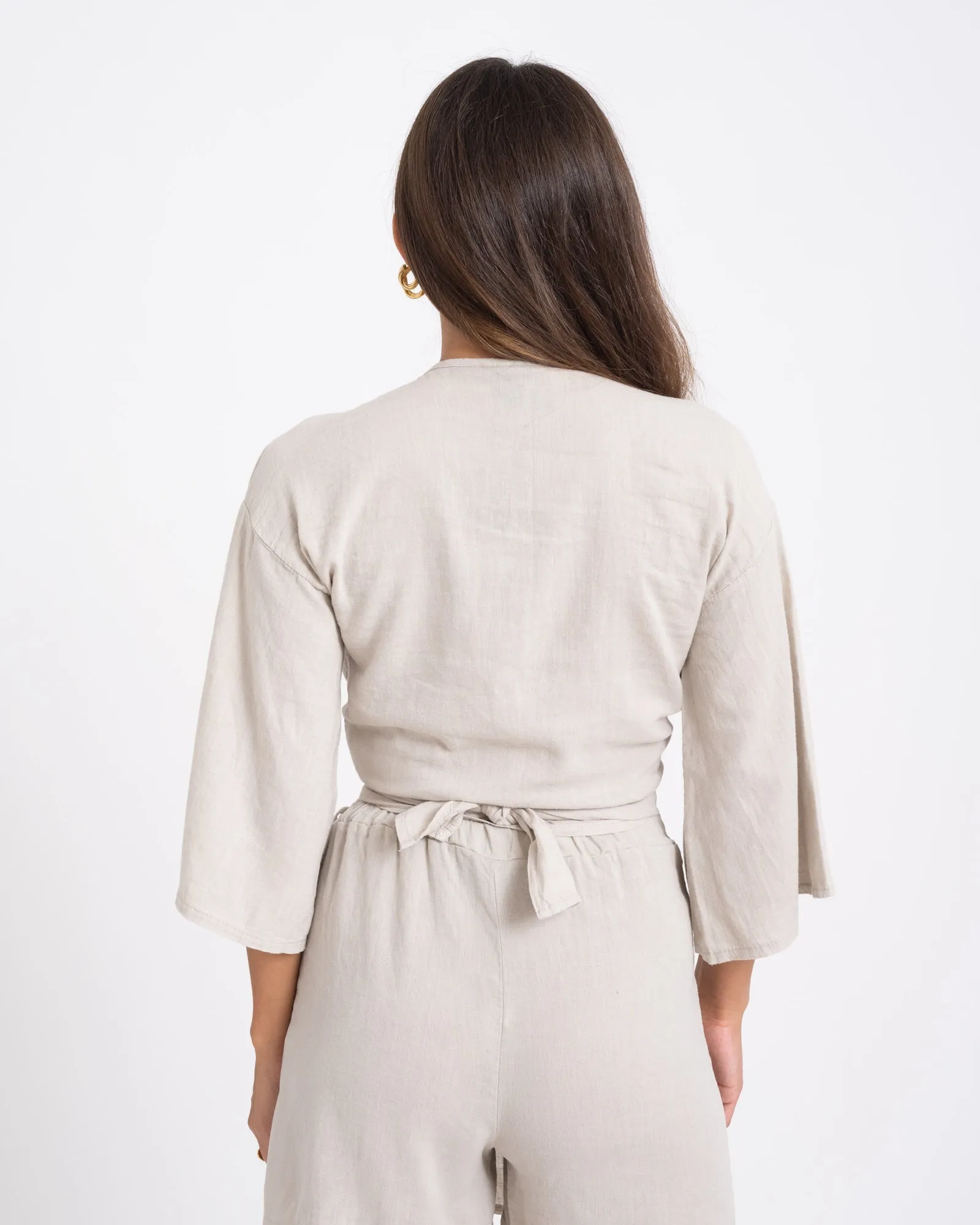 TILTIL Sunny Linen Top Beige One Size