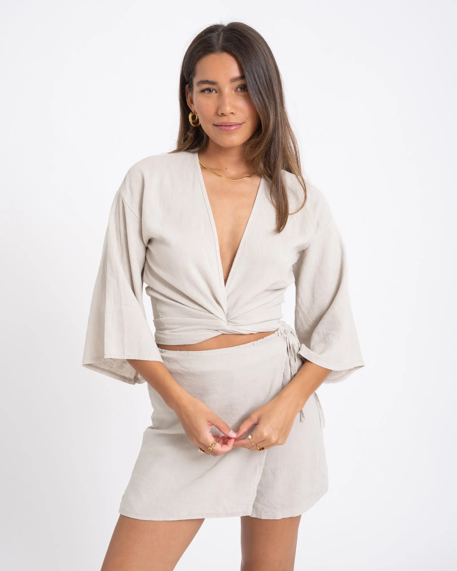 TILTIL Sunny Linen Top Beige One Size