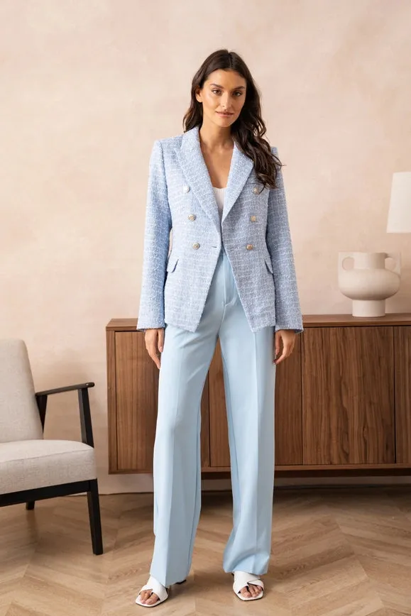 Tweed Blazer Jacket  Sky Blue