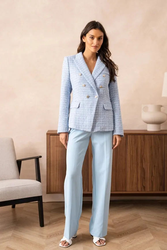 Tweed Blazer Jacket  Sky Blue