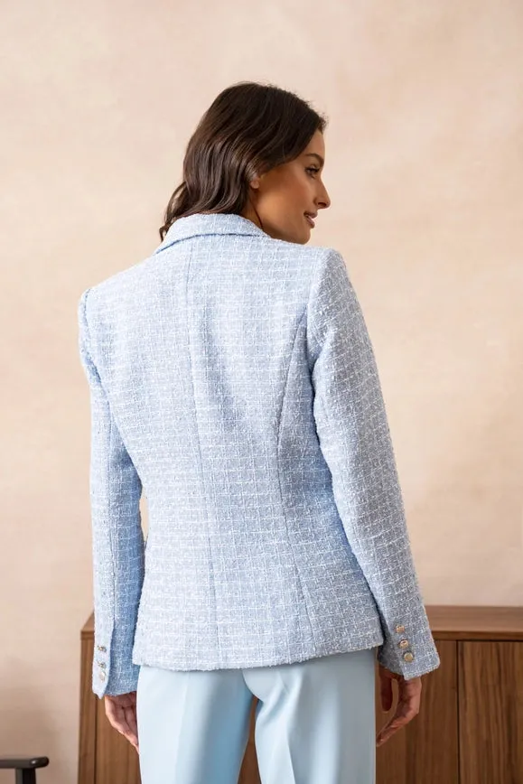 Tweed Blazer Jacket  Sky Blue