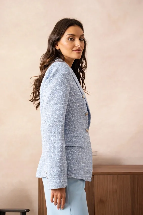 Tweed Blazer Jacket  Sky Blue