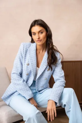 Tweed Blazer Jacket  Sky Blue