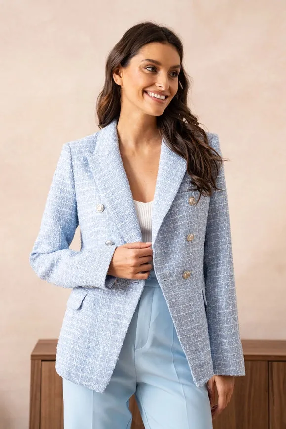 Tweed Blazer Jacket  Sky Blue