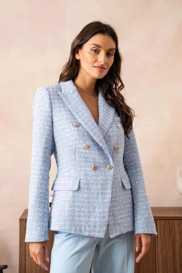 Tweed Blazer Jacket  Sky Blue
