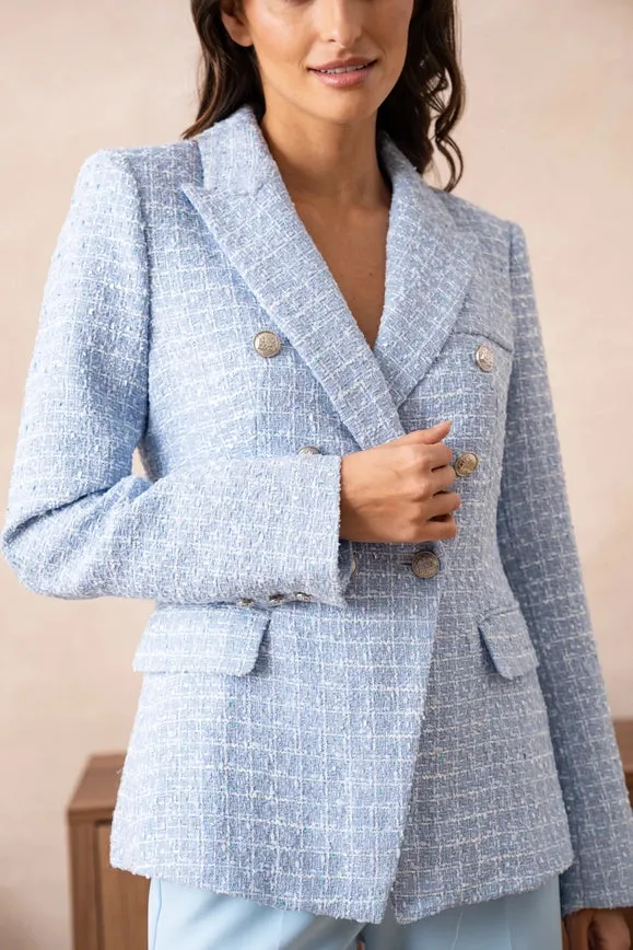 Tweed Blazer Jacket  Sky Blue