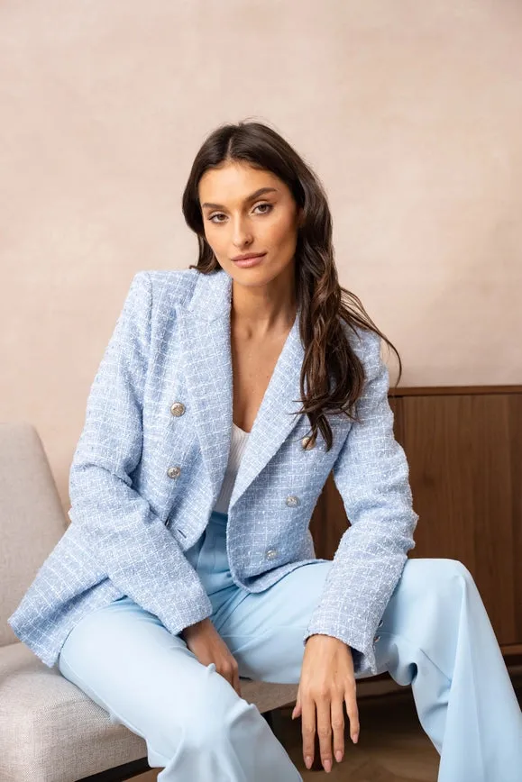 Tweed Blazer Jacket  Sky Blue