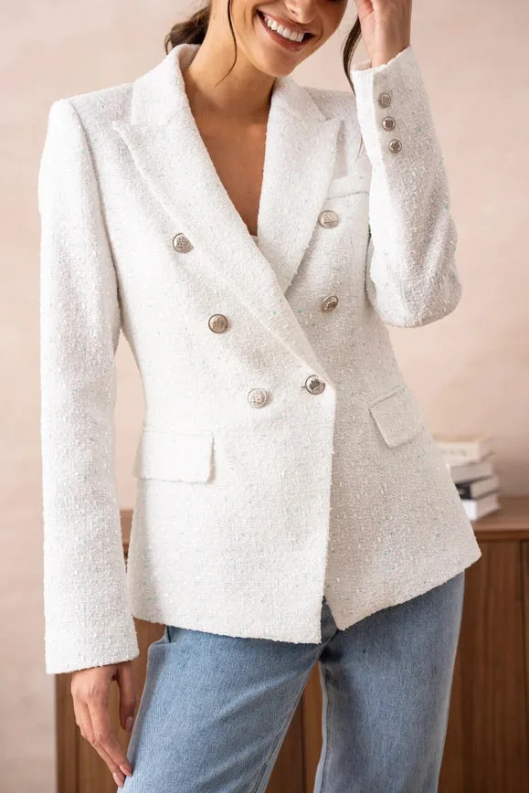 Tweed Blazer Jacket  White