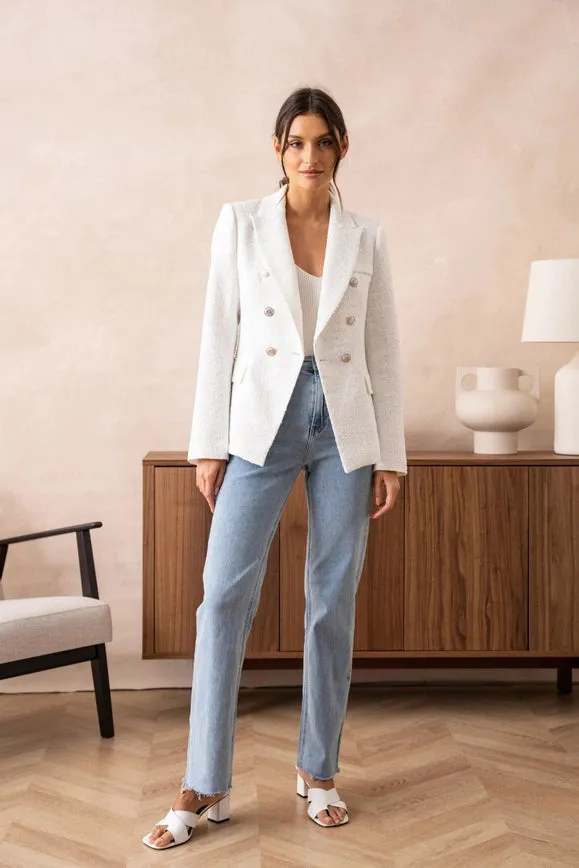 Tweed Blazer Jacket  White