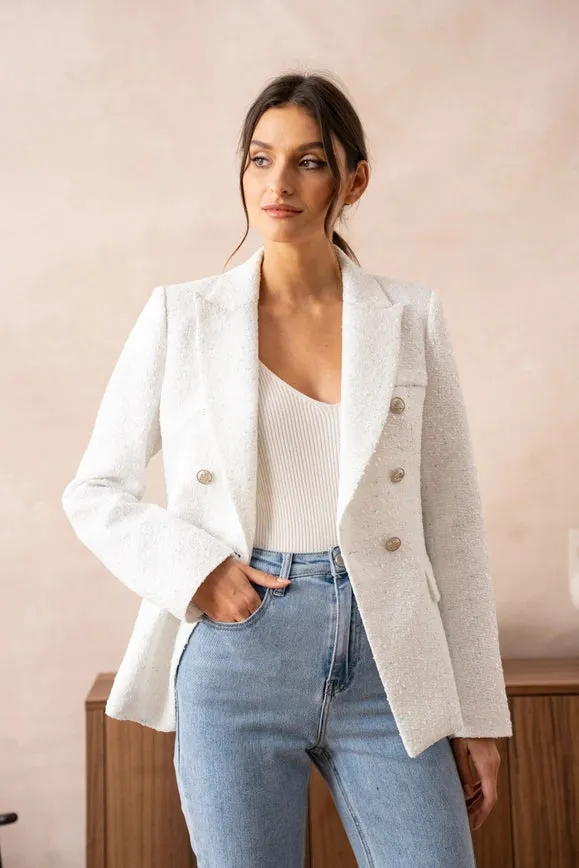 Tweed Blazer Jacket  White