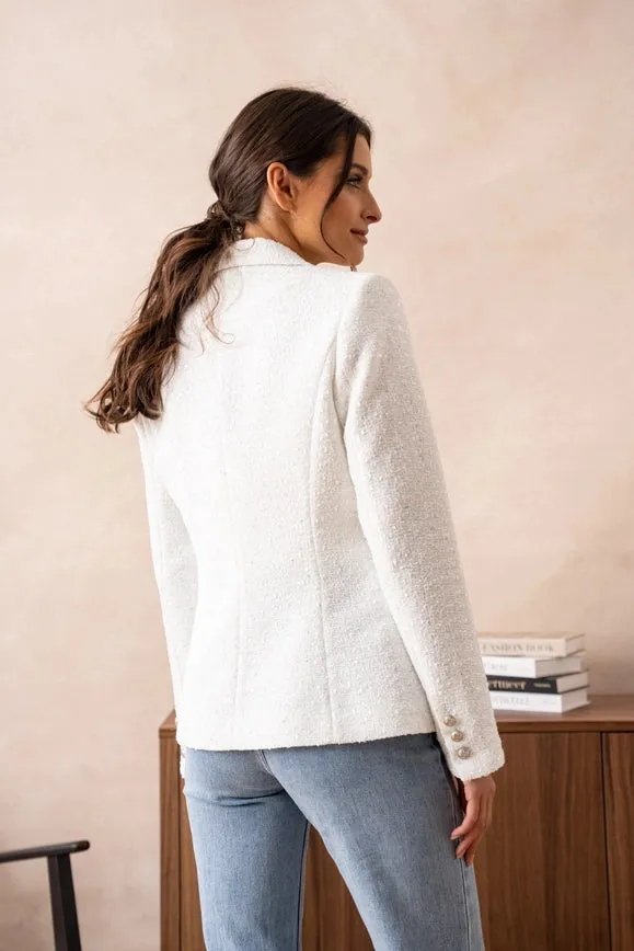 Tweed Blazer Jacket  White