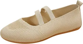 Women's Flat Ballet Shoes Knit Flat Shoes Round Toe Slip on Women Flats for Dressy Casual Office Work Wedding