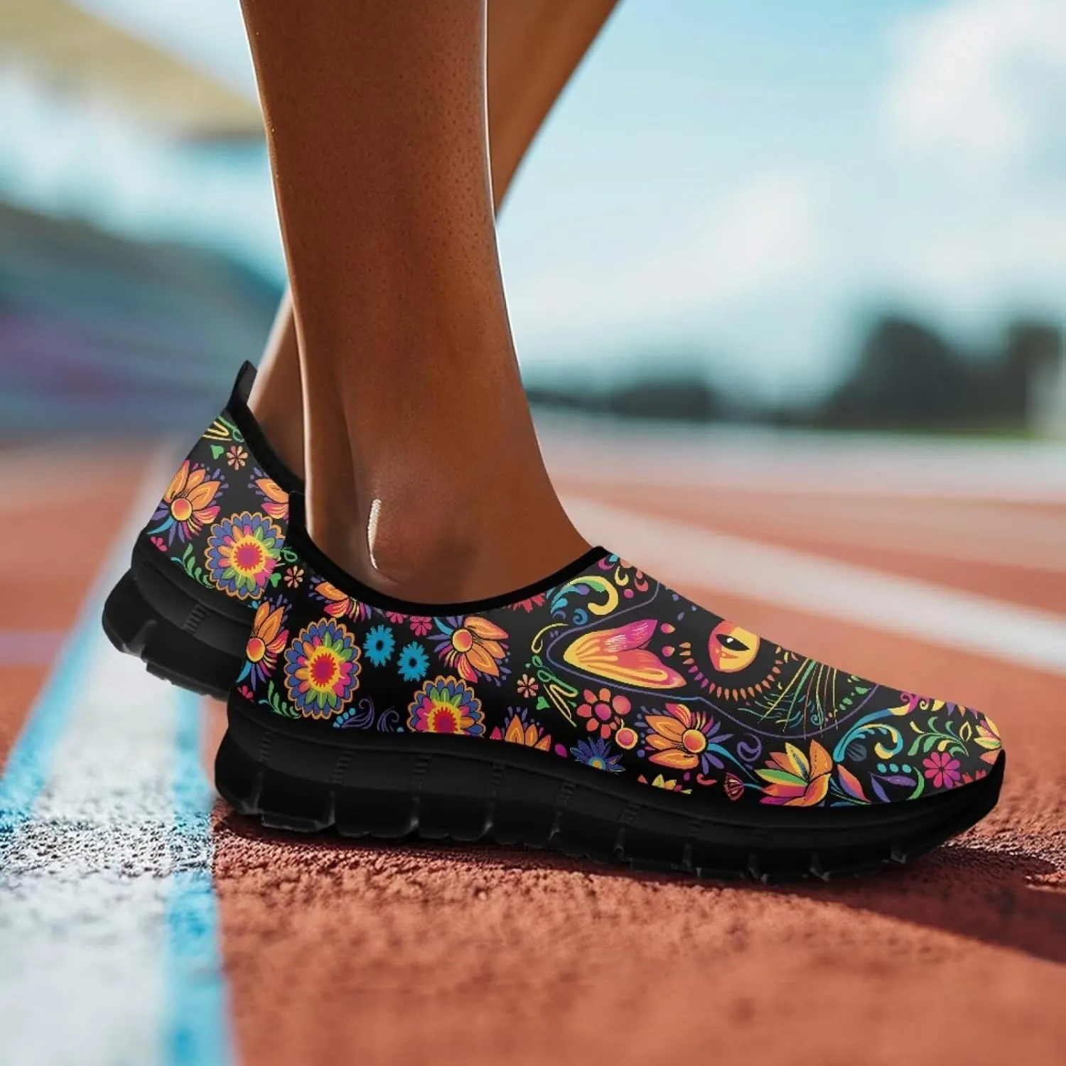 Womens Slip On Shoes Cats Sneakers Loafers Non Slip Athletic Tennis Shoe Breathable Low Cut Sneaker Arch Support Soft Loafer