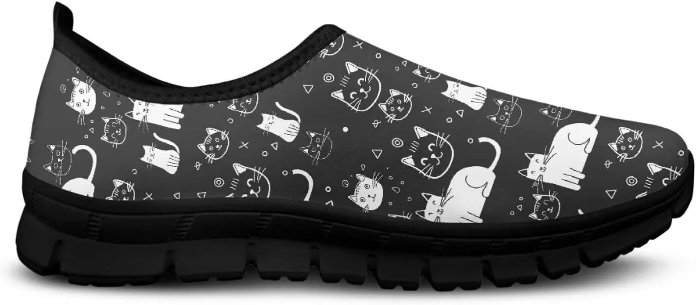 Womens Slip On Shoes Cats Sneakers Loafers Non Slip Athletic Tennis Shoe Breathable Low Cut Sneaker Arch Support Soft Loafer