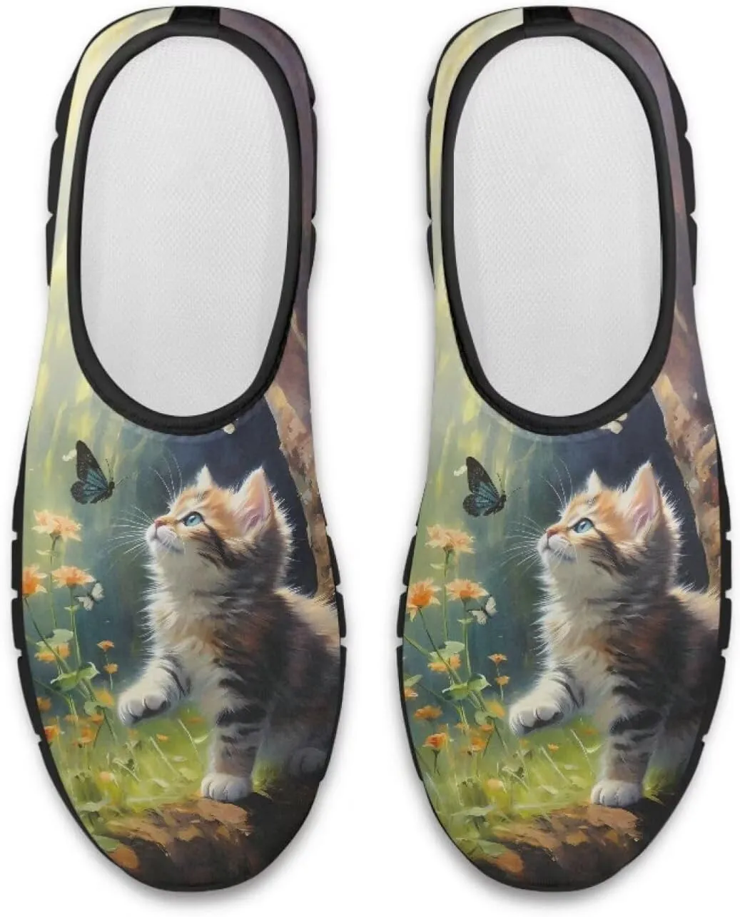Womens Slip On Shoes Cats Sneakers Loafers Non Slip Athletic Tennis Shoe Breathable Low Cut Sneaker Arch Support Soft Loafer