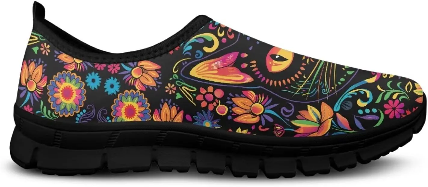 Womens Slip On Shoes Cats Sneakers Loafers Non Slip Athletic Tennis Shoe Breathable Low Cut Sneaker Arch Support Soft Loafer